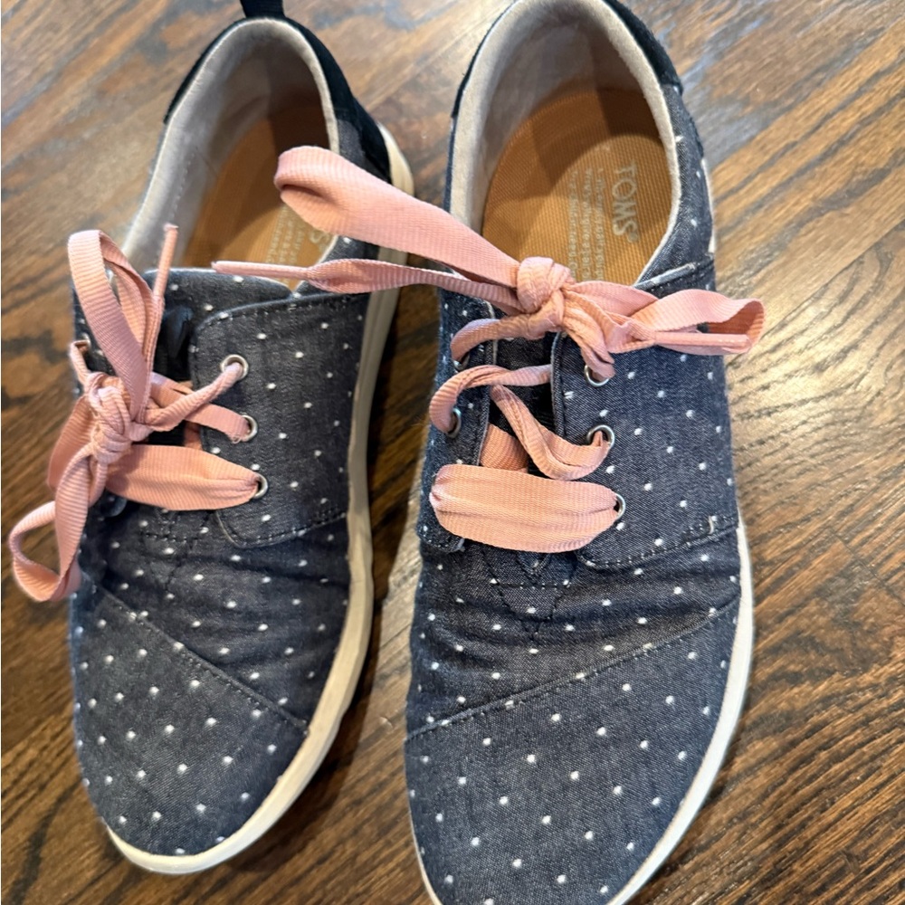 TOMS Polka Dot Shoes with Pink Laces